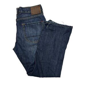 DH3 Men 34X30 Jake Straight Blue Jeans Distressed Hemmed